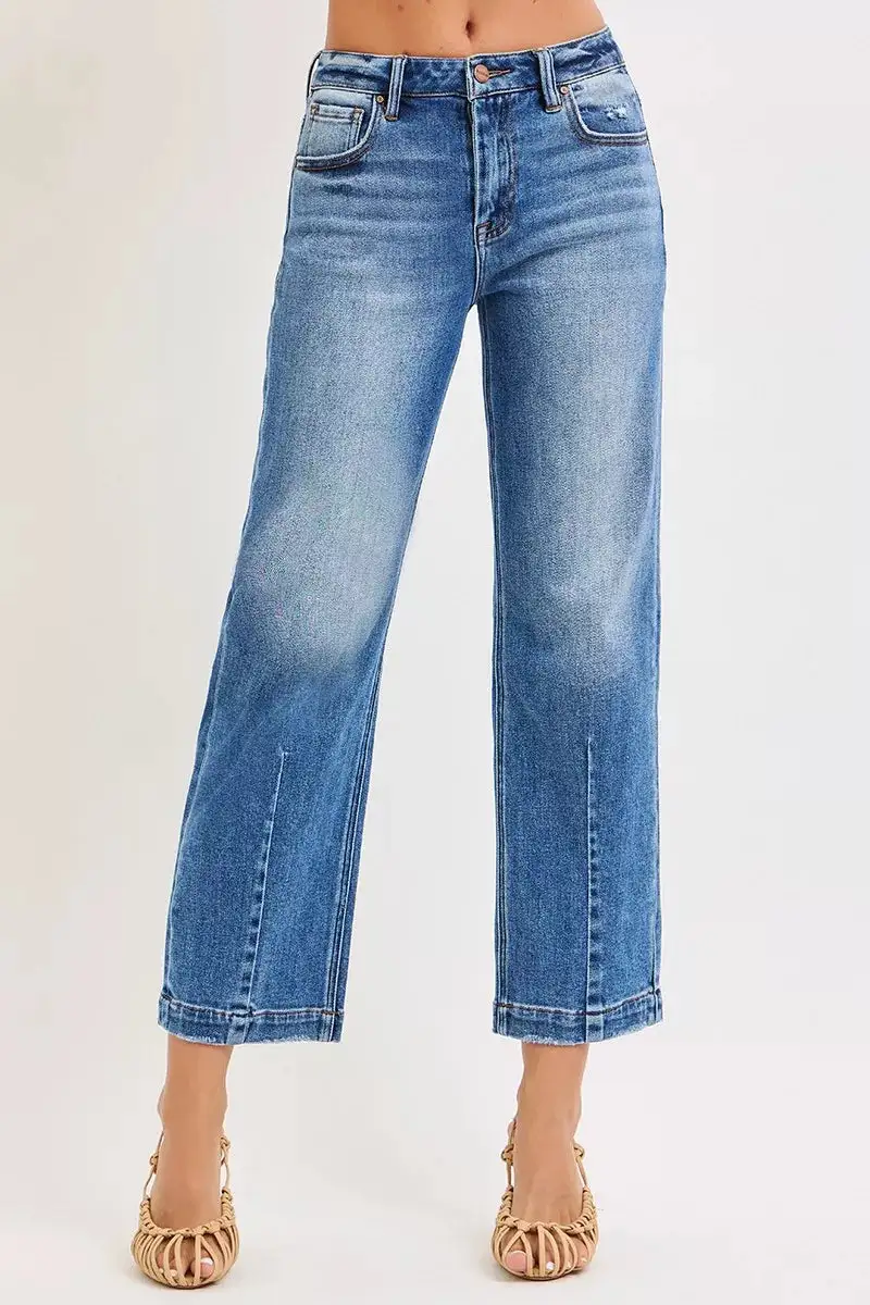 High Rise Crop Boyfriend Tapered Jeans