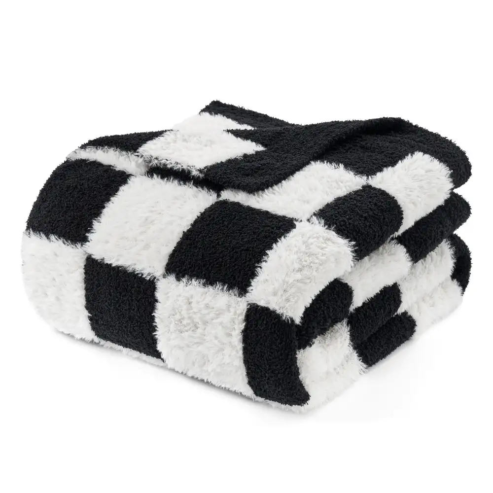Fluffy Checkered Blanket