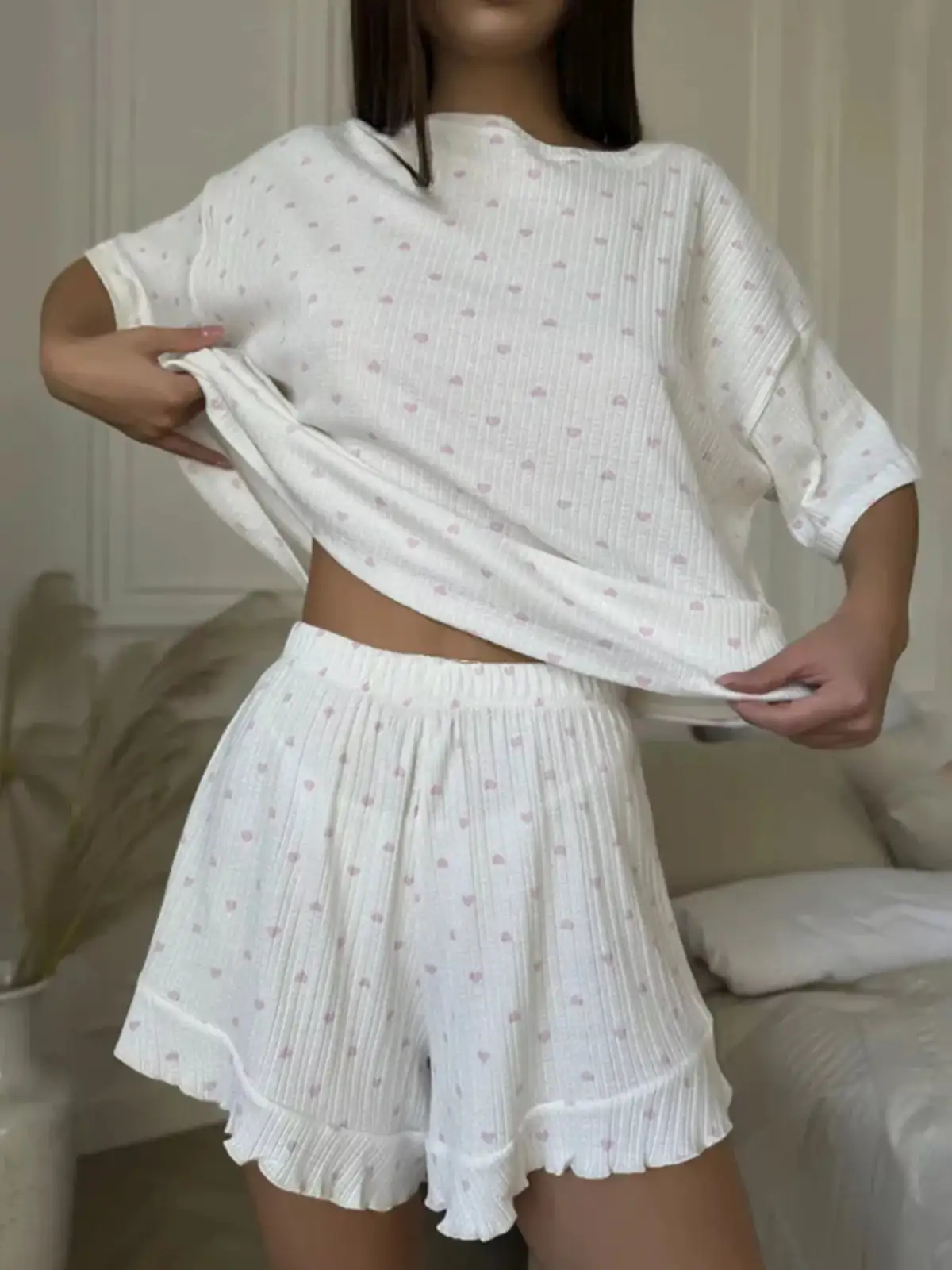 Refined Cotton Top and Shorts Lounge Set