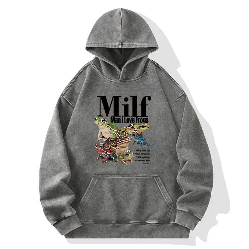 Man I Love Frogs Meme Washed Hoodie