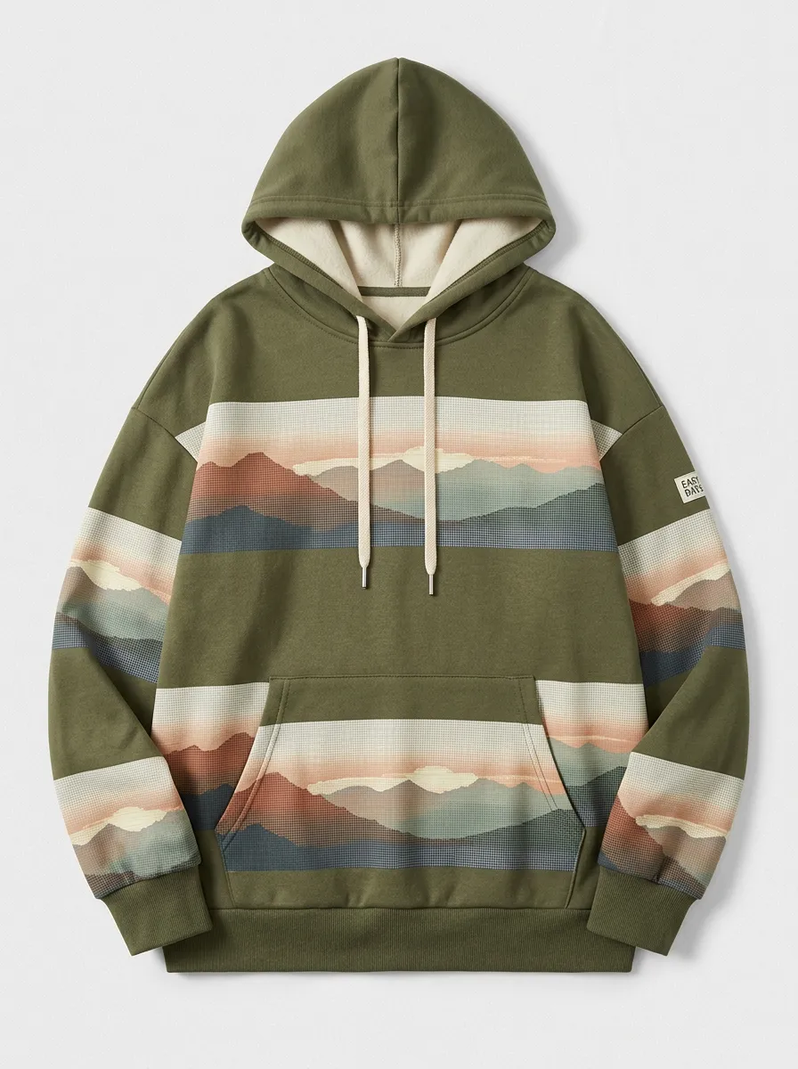 Unisex Outdoor Nature Lover Mountain Landscape Print Hoodie