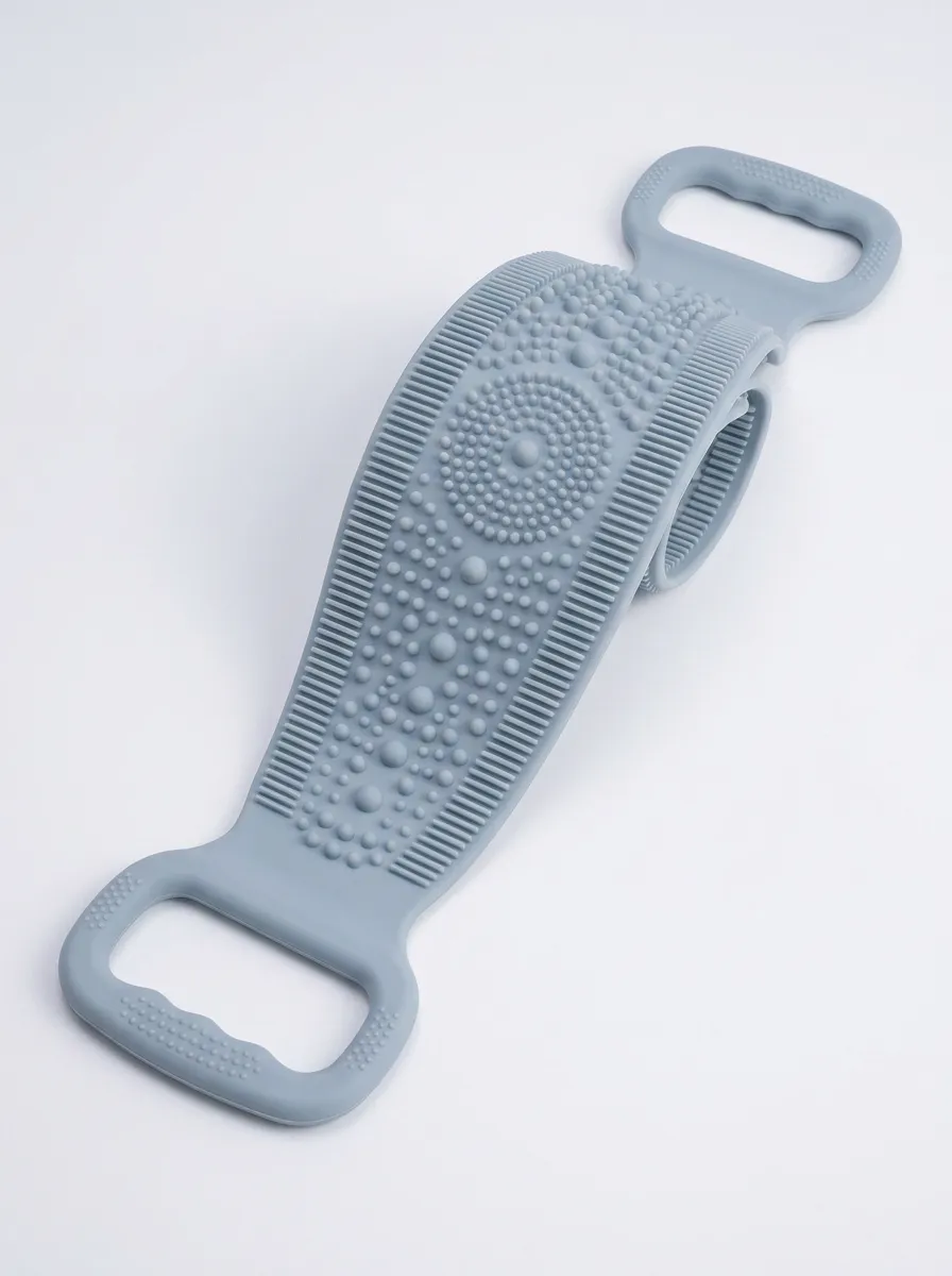 Silicone Bath Strap with Textured Back Scrubber Surface