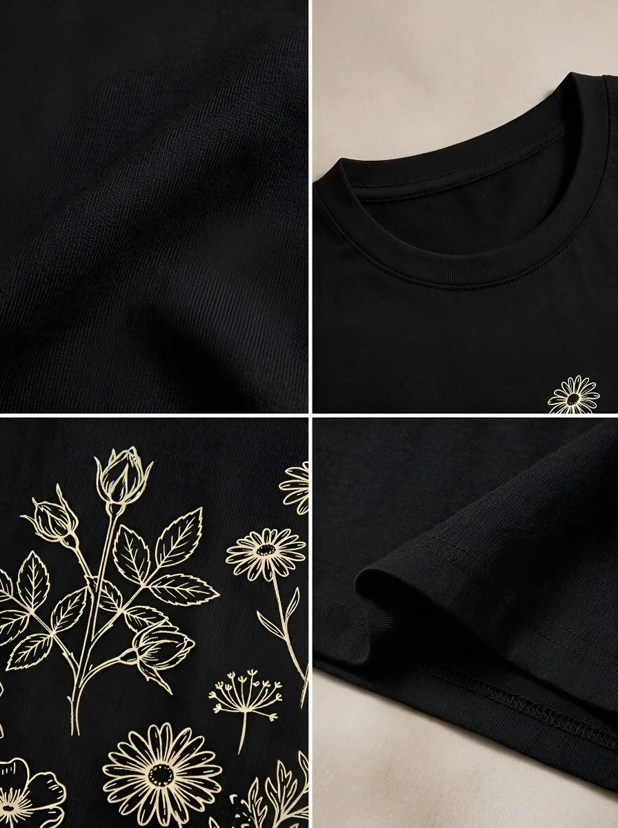 Women's Botanical Nature Lover Wildflower Printed T-shirt