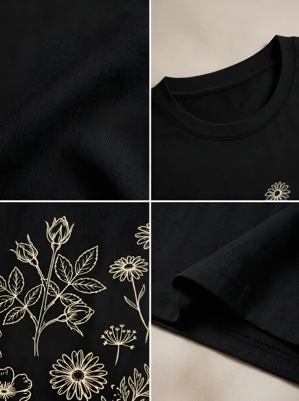 Women's Botanical Nature Lover Wildflower Printed T-shirt