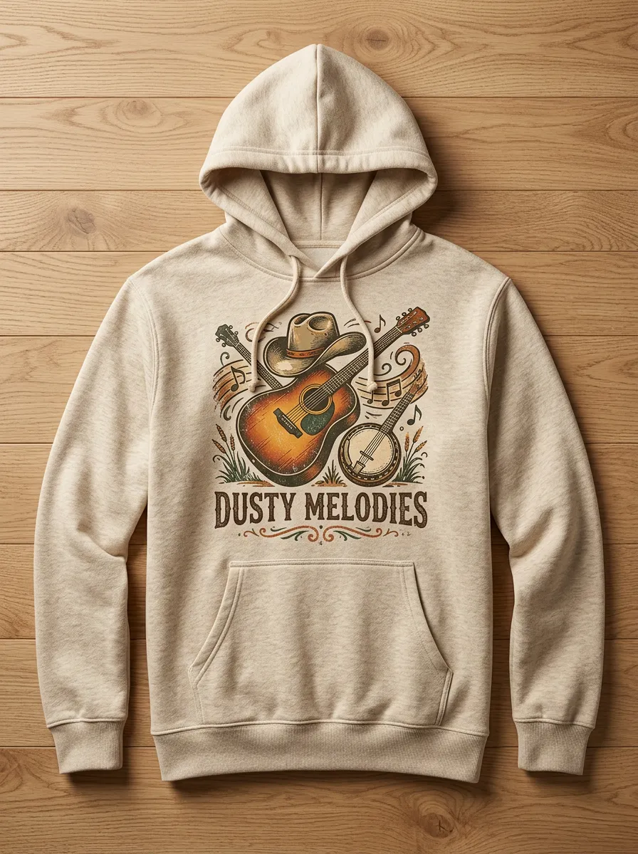 Banjo Guitar Cowboy Country Music Graphic Hoodie