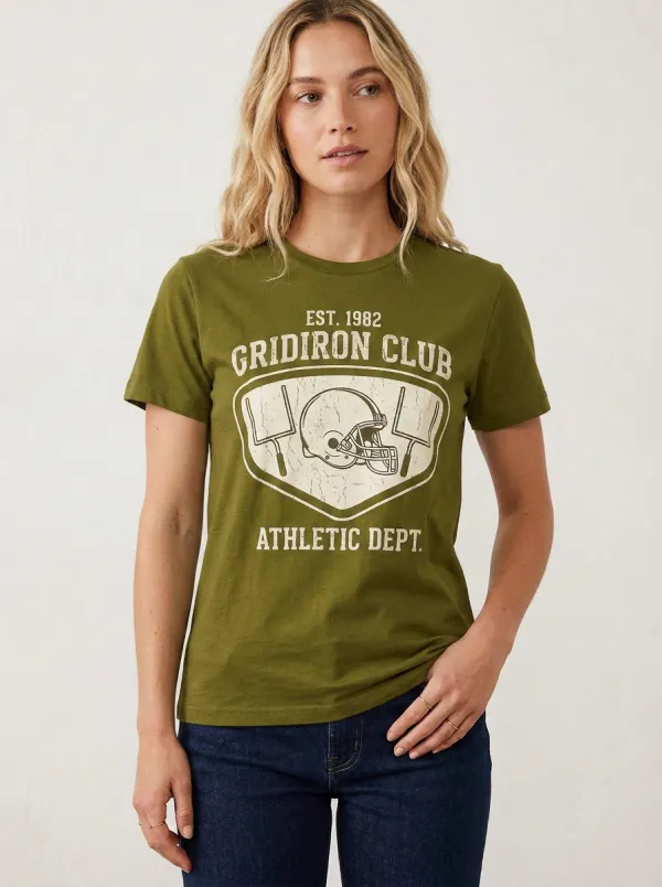 Women's Football Fan Gridiron Club Helmet Graphic T-shirt