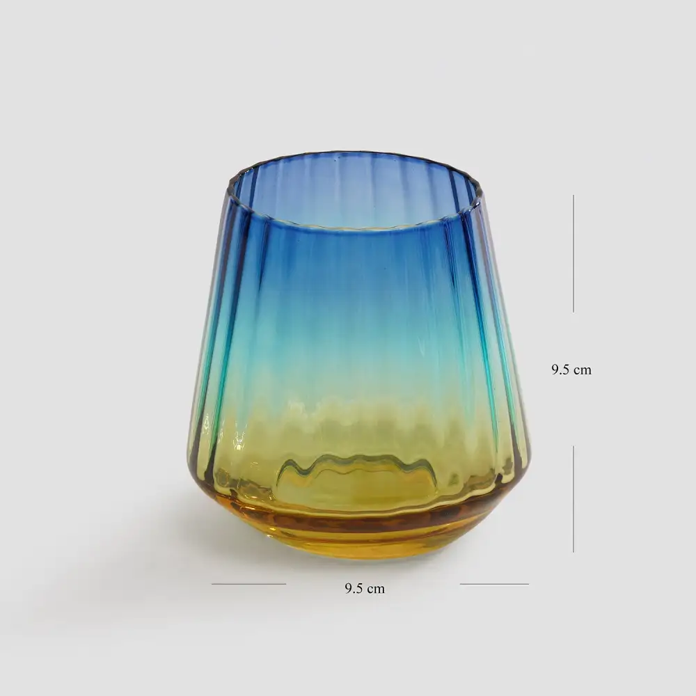 Blue Ribbed Drinking Glass Set