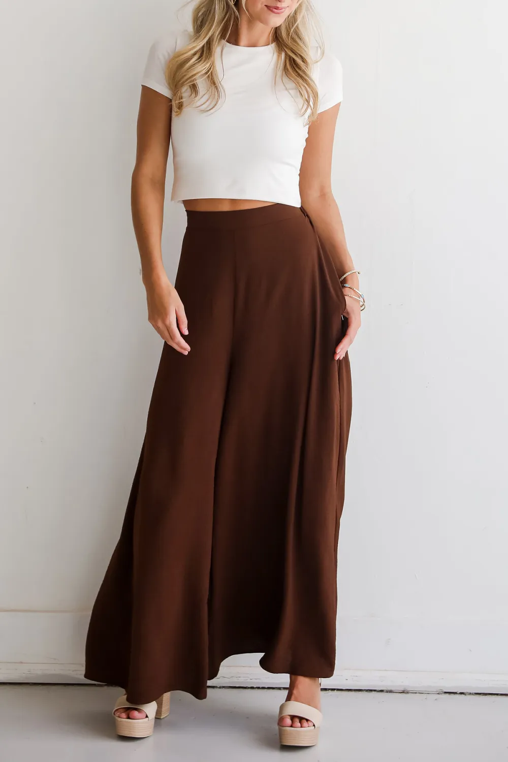 Slight Stretch Wide Leg Pants