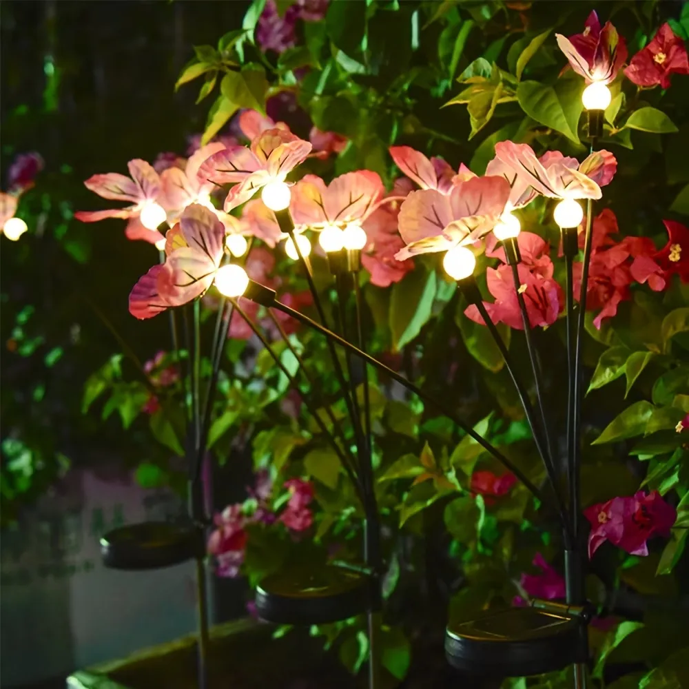 2 Pcs Waterproof Solar Butterfly Decor Light