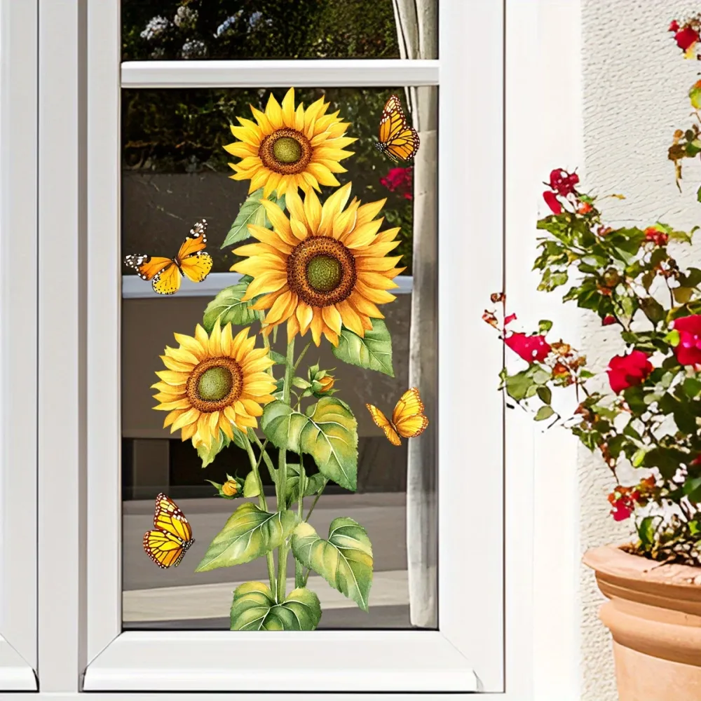 Sunflower & Butterfly Window Decal