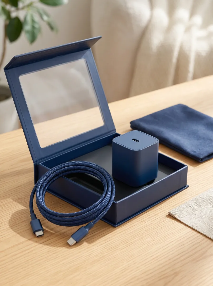 Navy Blue Braided Charger and Cable Set