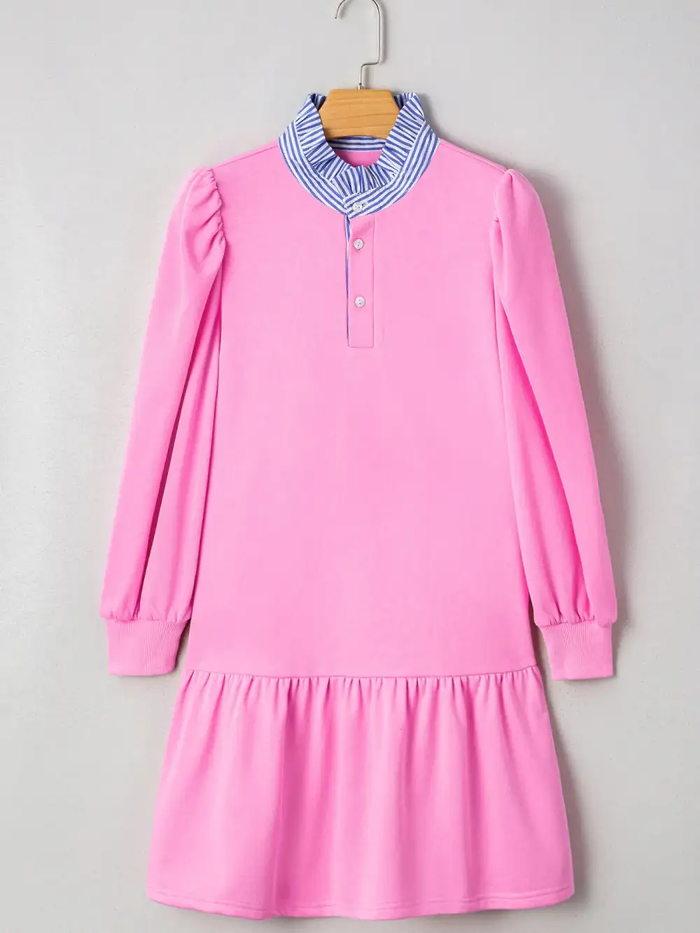 Wearable Cut Striped Patchwork Ruffle Mini Dress