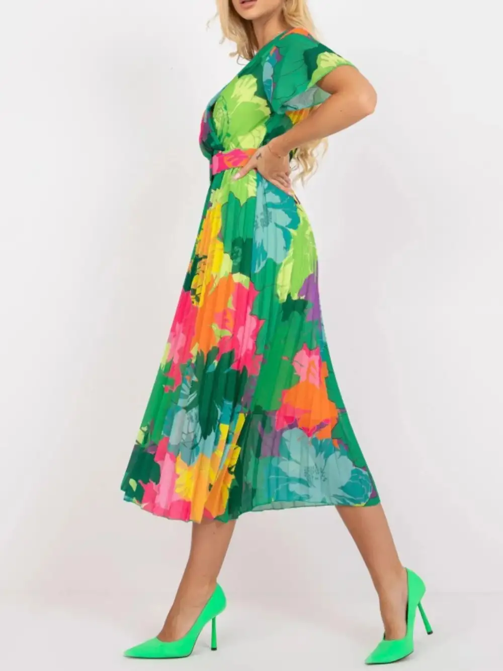 Wrap Printed Midi Dress
