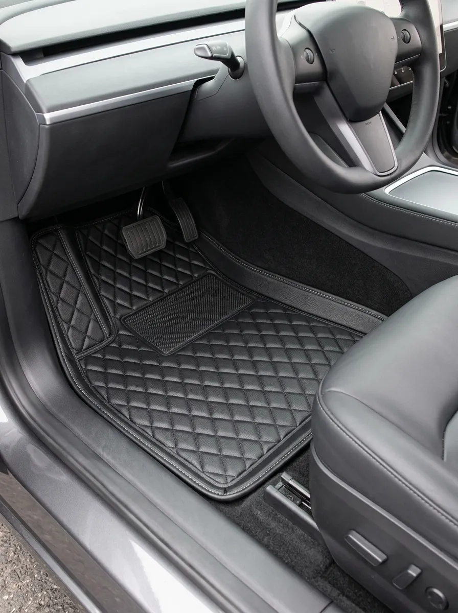 Modern Diamond-Quilted Quilted Car Floor Mats