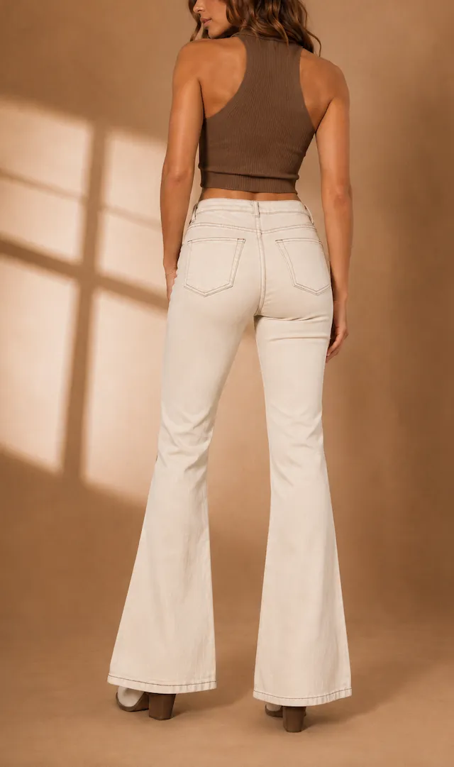 Western Style Bootcut Mid Rise Denim Jeans