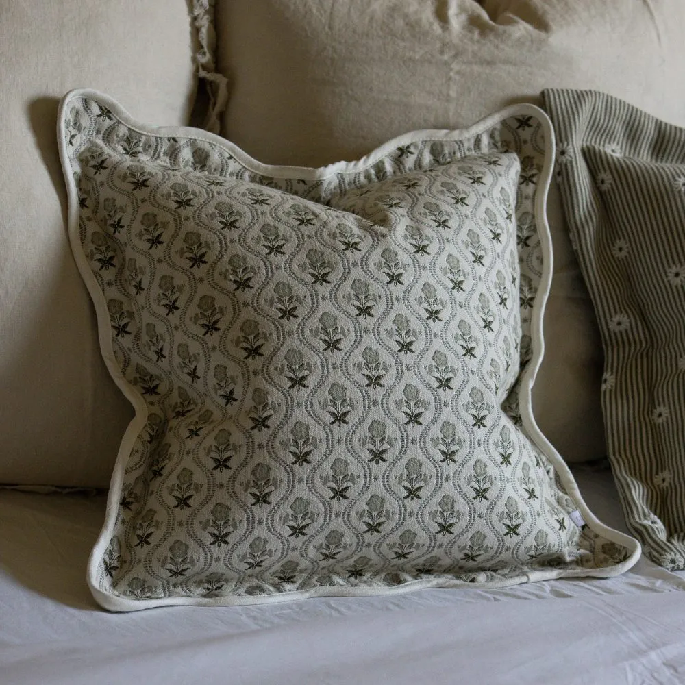 Classic Scalloped-Edge Printed Accent Cushion