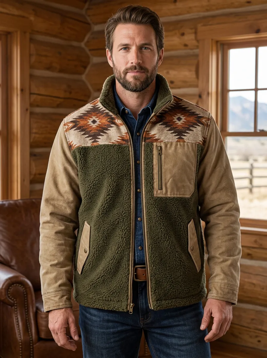 Canyon Trail Aztec Rodeo Style Men's Western Fleece Jacket