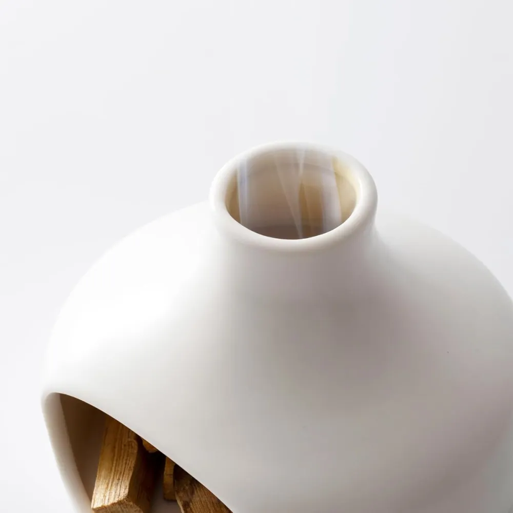 Ceramic Tabletop Fireplace with Vase, Home Decor for Cozy and Minimalist Ambiance