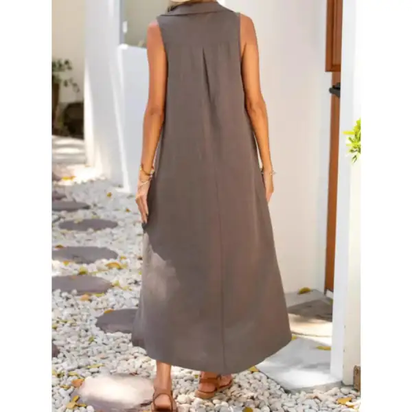 Full Size Side Slit Sleeveless Midi Dress Plus Size