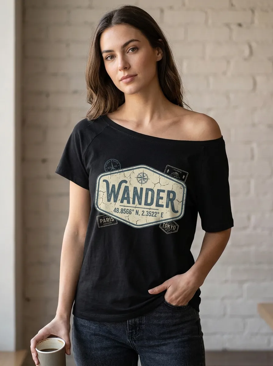 Women's Travel Lover Wander Paris Coordinates Printed T-shirt