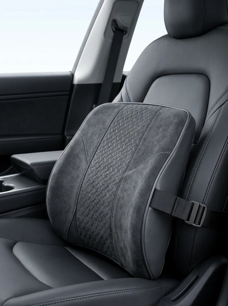 Lumbar-Support Suede-Look Car Lumbar Support Pillow