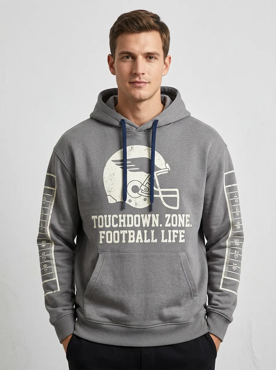 Men's American Football Lover Helmet Touchdown Hoodie