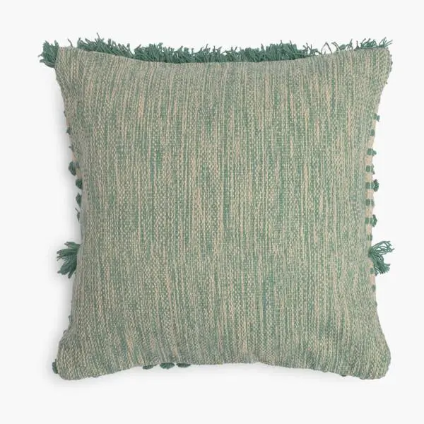 Fringed Green Pillow Cover