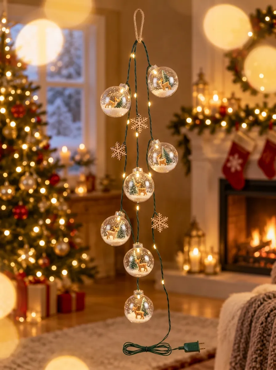 Reindeer Snow Globe Snowflake Christmas LED String Lights