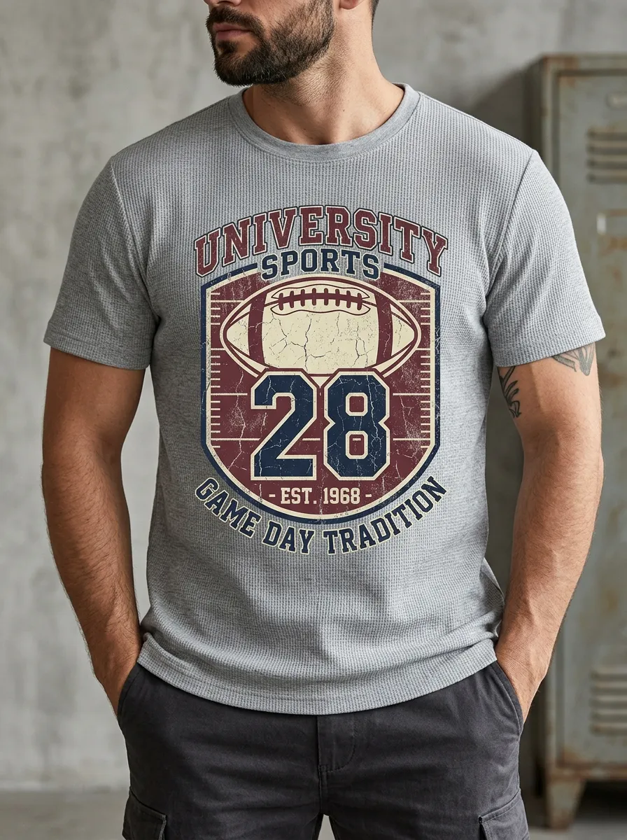 Men's Bold Football Ball Crew Neck Graphic T-Shirt