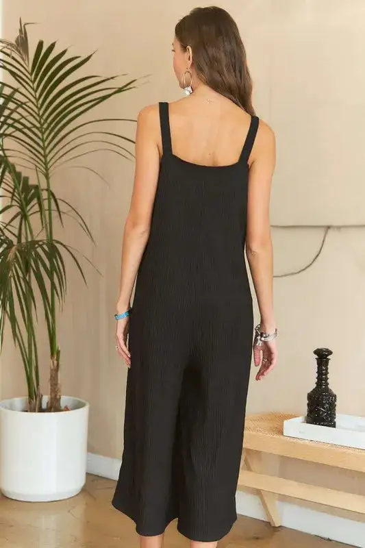 Textured Wide-Leg Jumpsuit