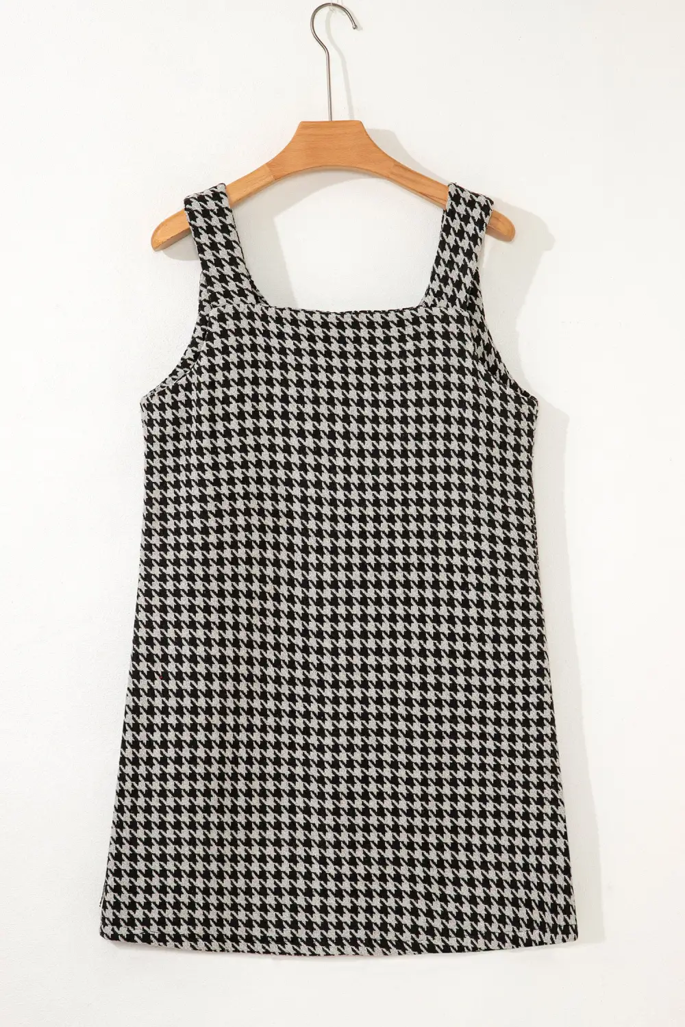 Houndstooth Printed V Neck Mini Dress