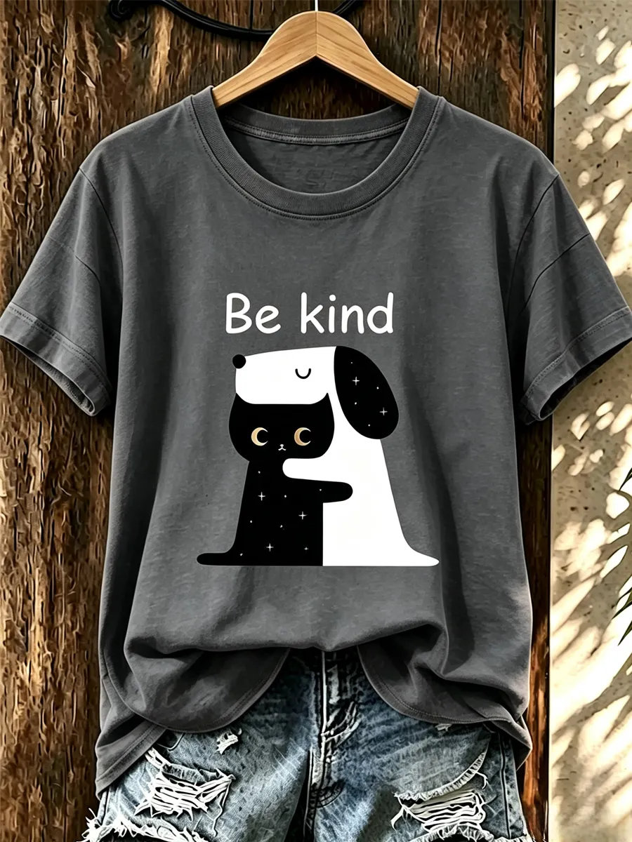 Ladies' Casual Animal Print Round Neck T-Shirt