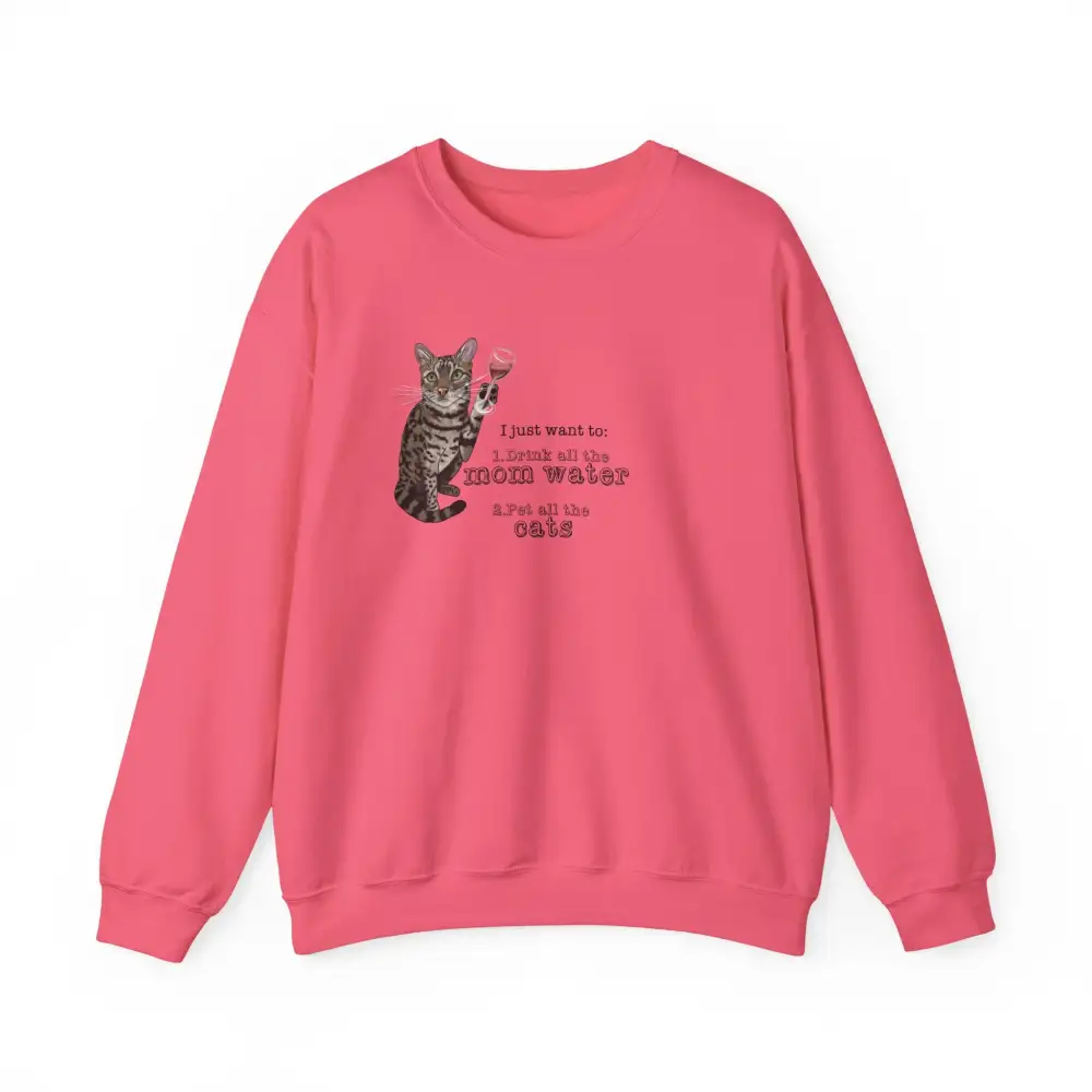 Cat Wine Humor Crewneck Sweatshirt