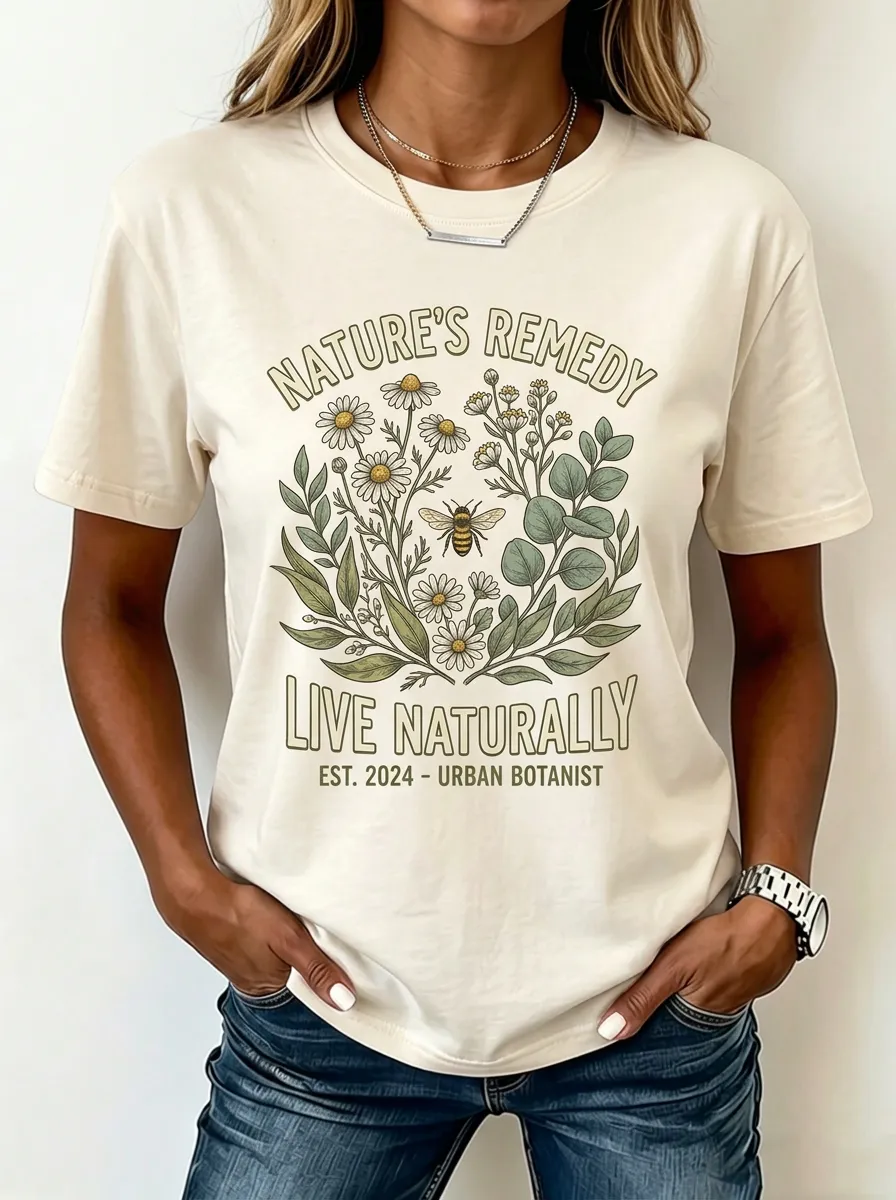 Nature Lover Bee Daisy Floral T-Shirt