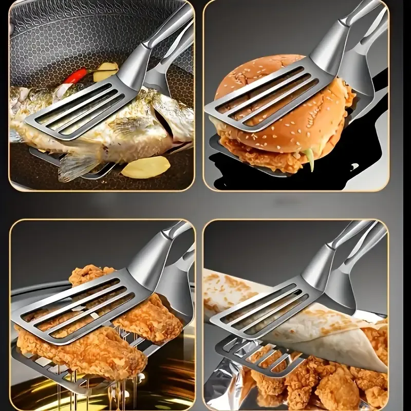 2pcs Stainless Steel Fish Fry Tongs