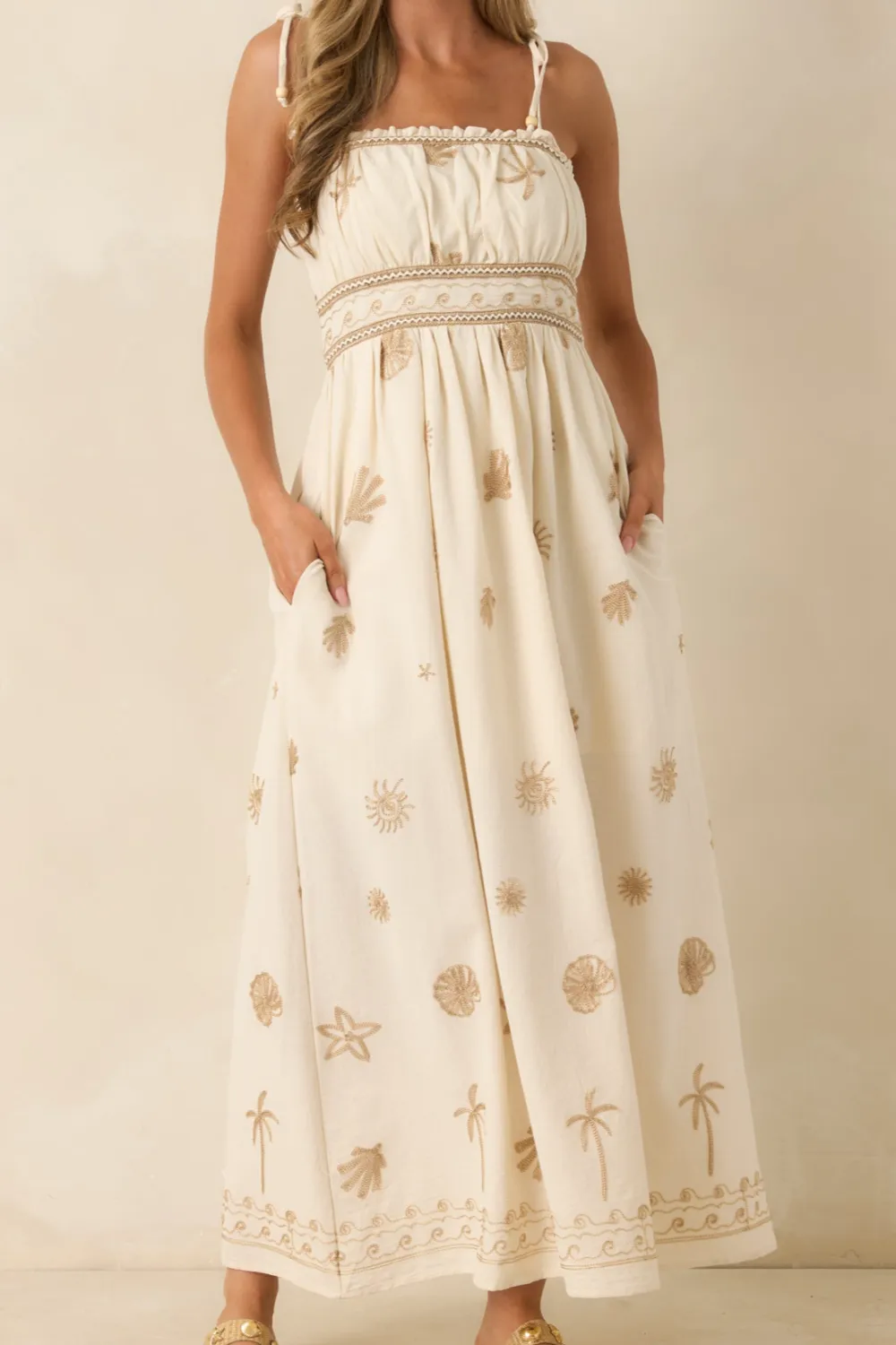 Embroidered Toes Maxi Dress