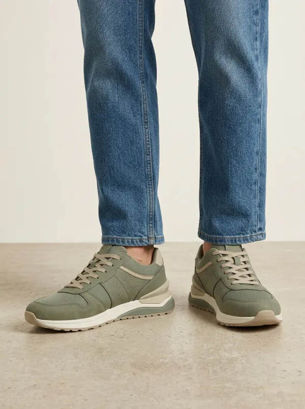 Men's Outdoor Adventure Topographic Pattern Print Sneakers