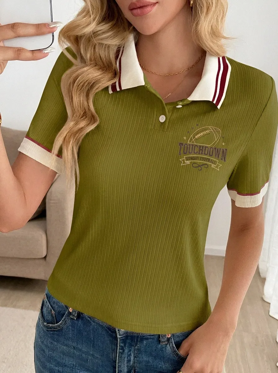 Sunday Football Touchdown Graphic Graphic Polo Shirt