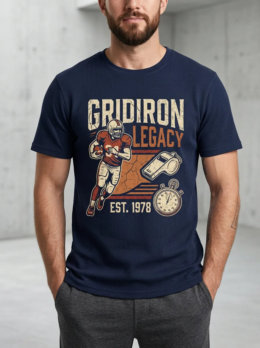 Men's Sideline Inspired Football Gridiron Ball Crew Neck Graphic T-Shirt