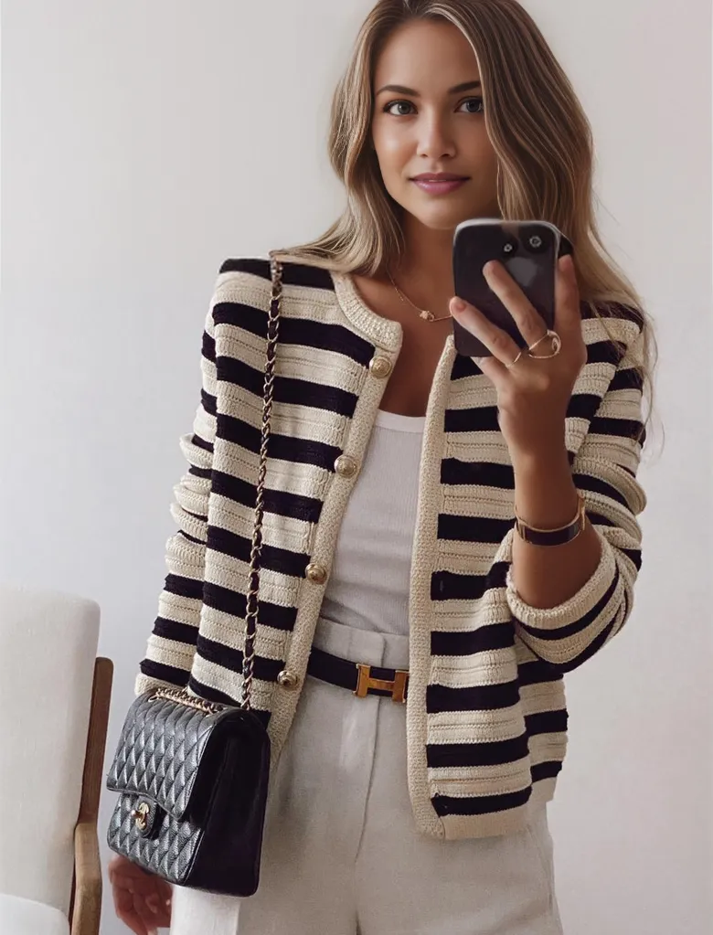 Modern Striped Cardigan