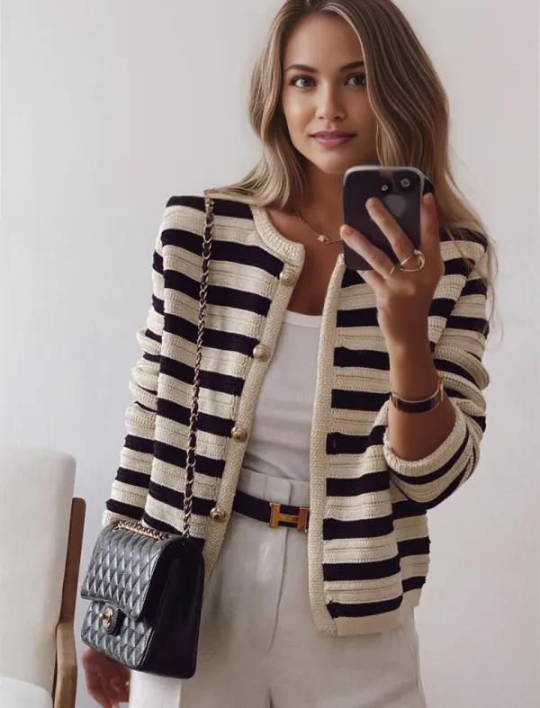Modern Striped Cardigan