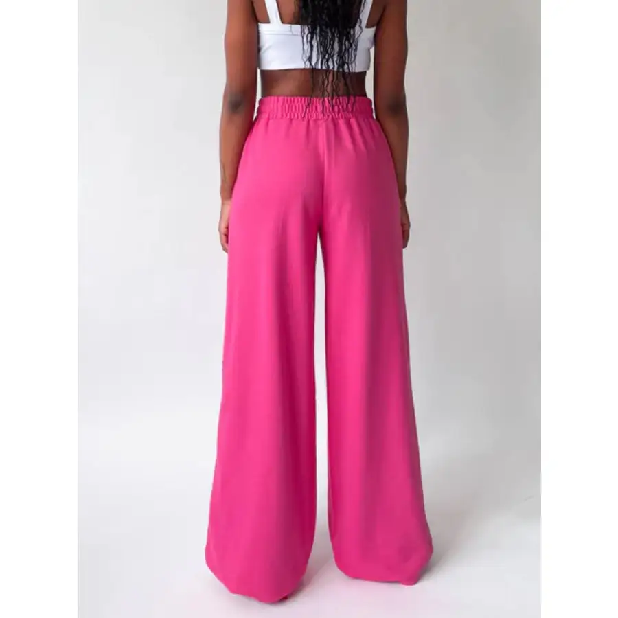 Classic Elastic Waist Wide Leg Pants