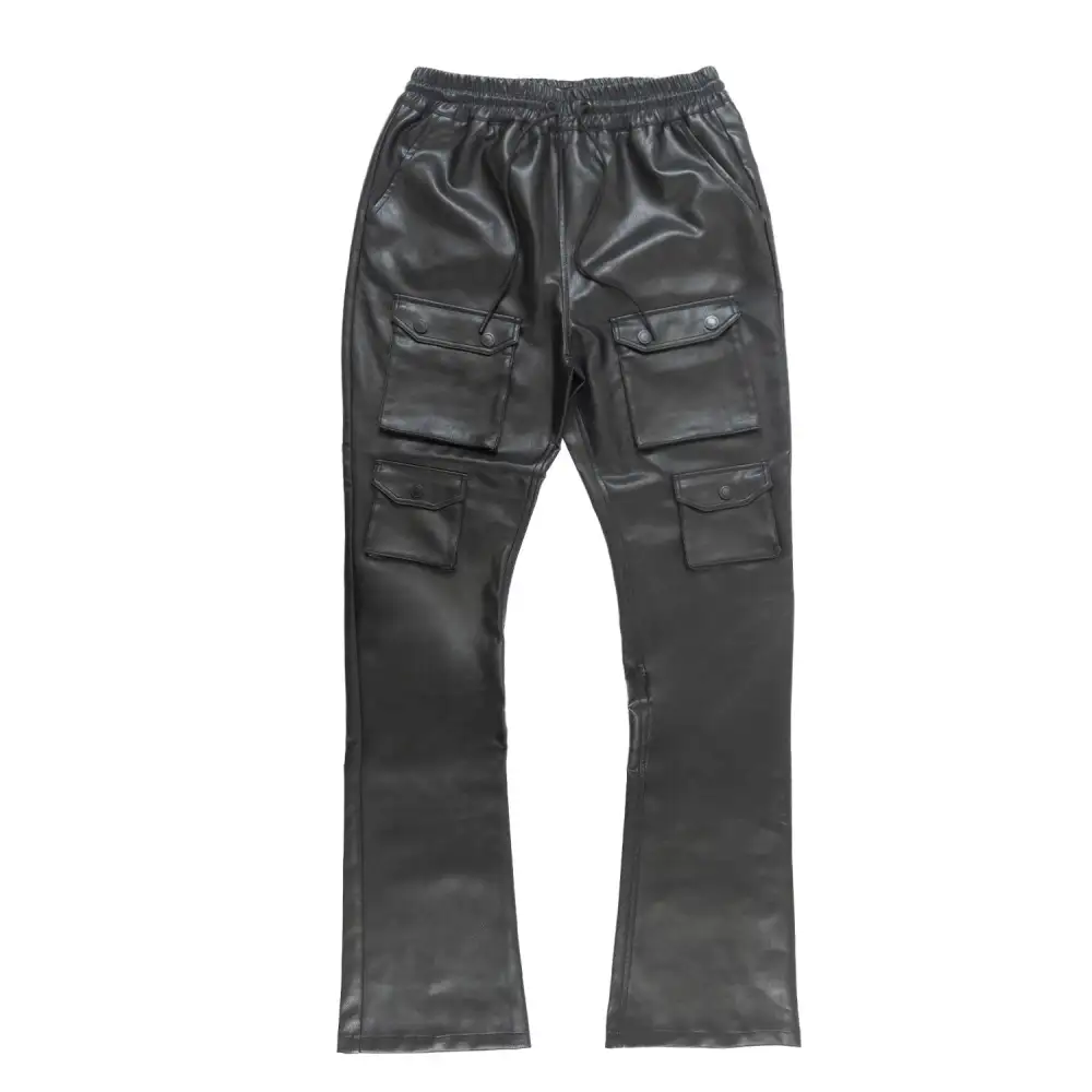 Vegan Leather Stacked Pants