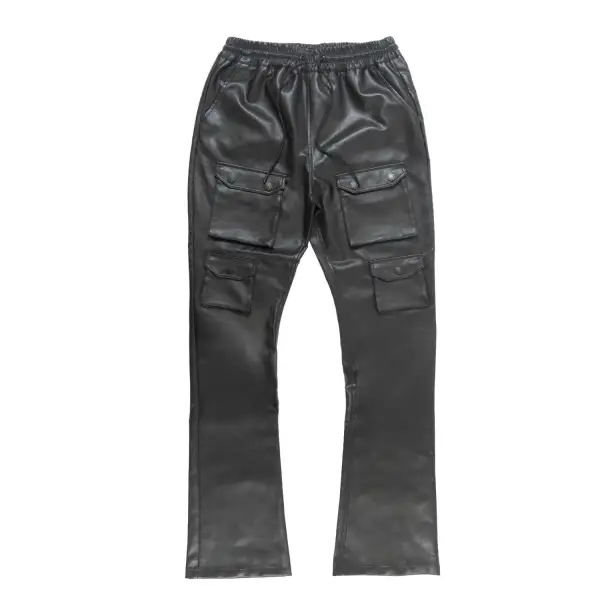 Vegan Leather Stacked Pants