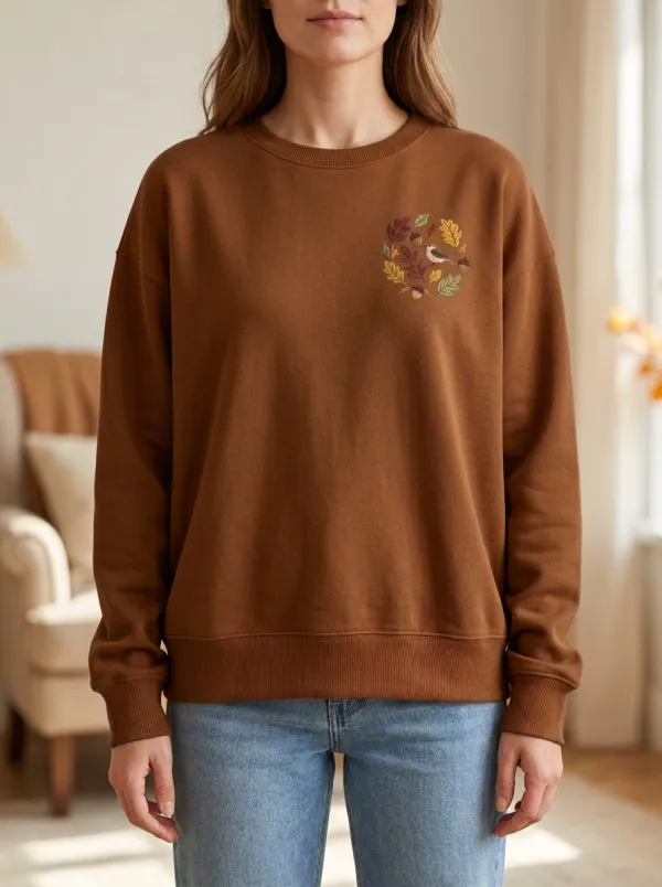 Structured Printed Acorn Graphic Sweatshirt