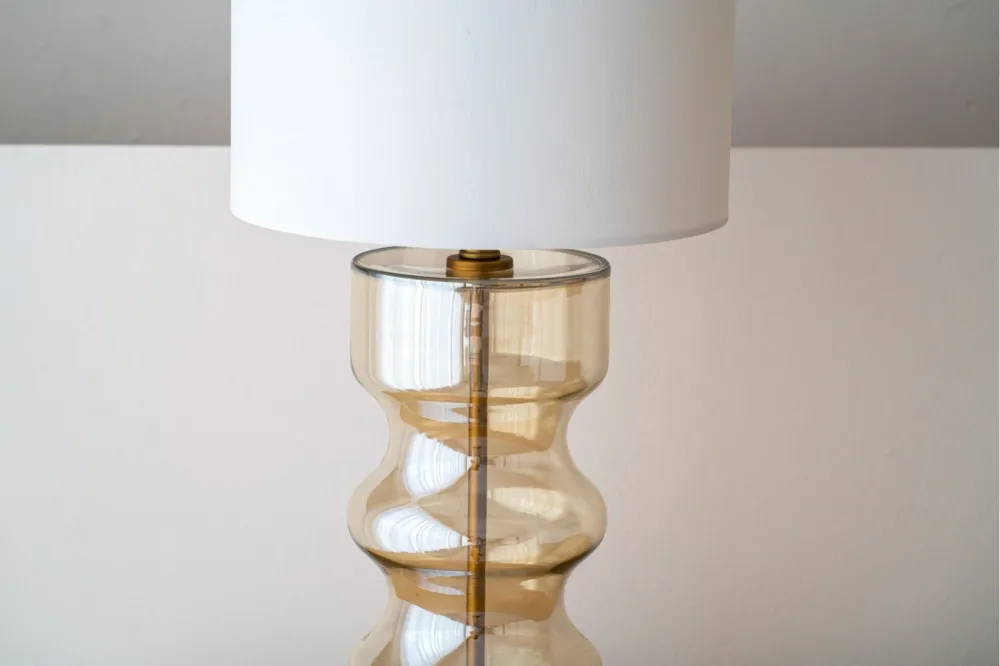 Amber Glass Tall Table Lamp