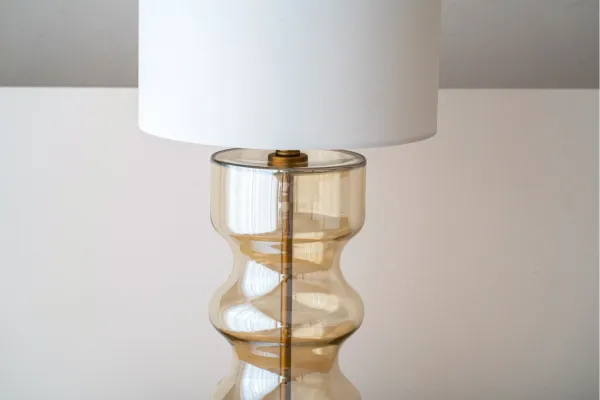 Amber Glass Tall Table Lamp