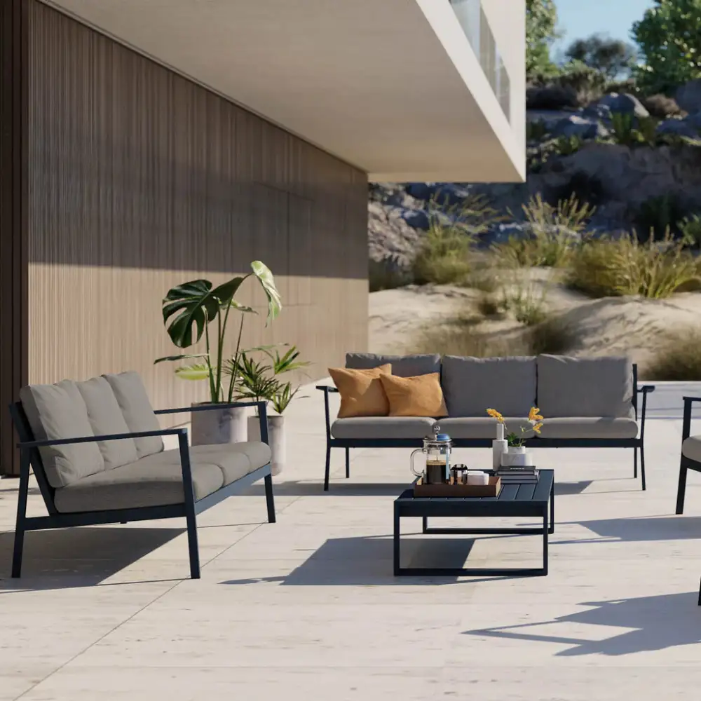 Contemporary Extending Upholstered Aluminium Sofa