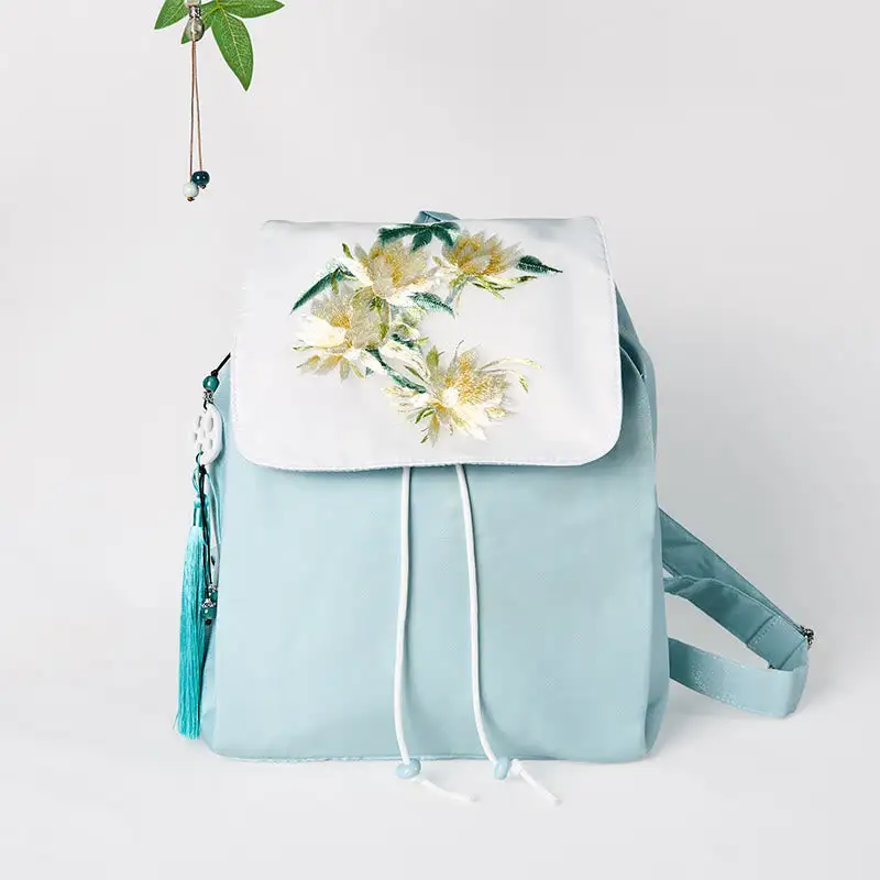 Buddha Stones Handmade Blue Bag Backpacks