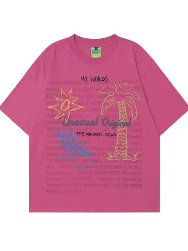 Woven Graphic Crew Neck Oversized Tee